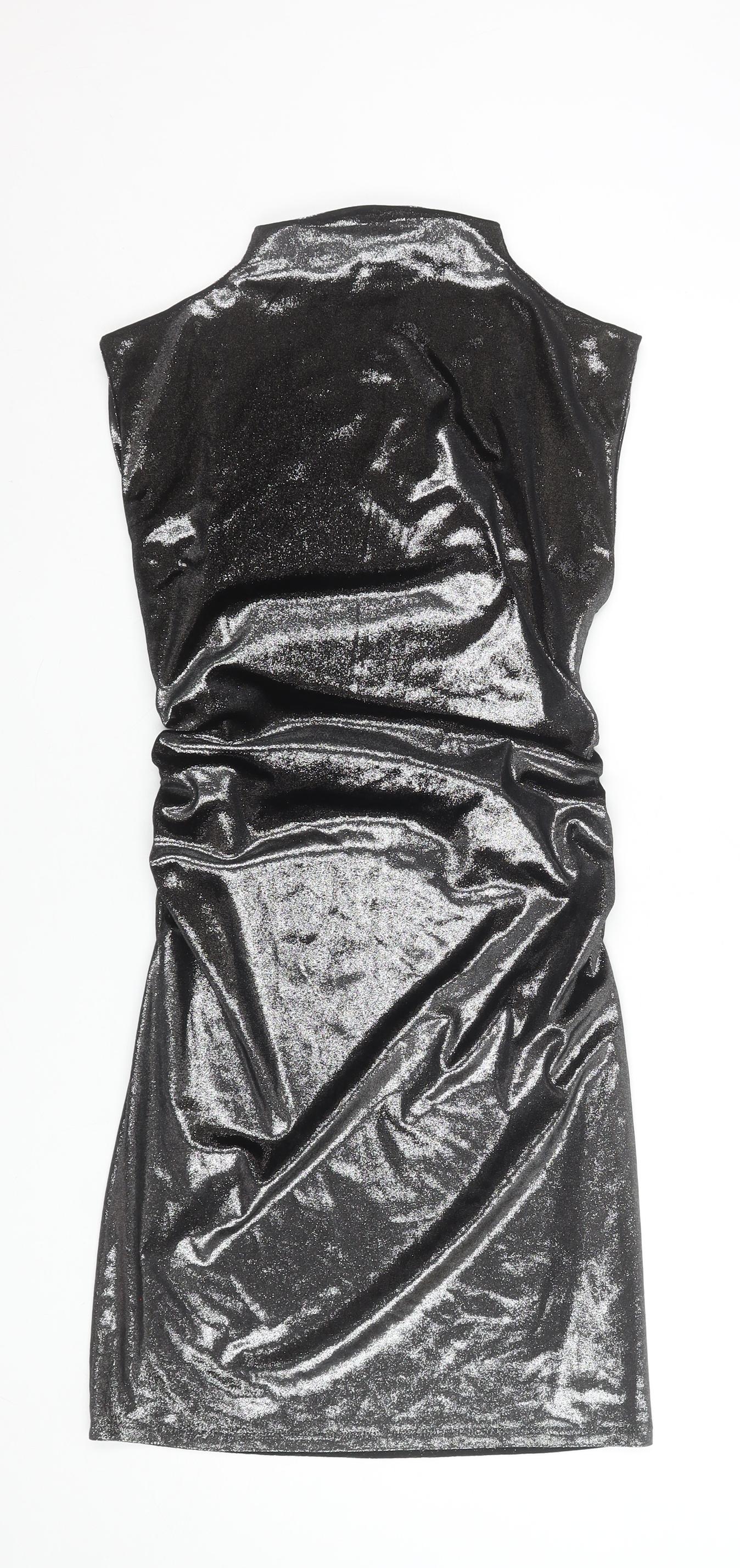 Primark Women’s Black Glitter Bodycon Sleeveless Short Dress Size S