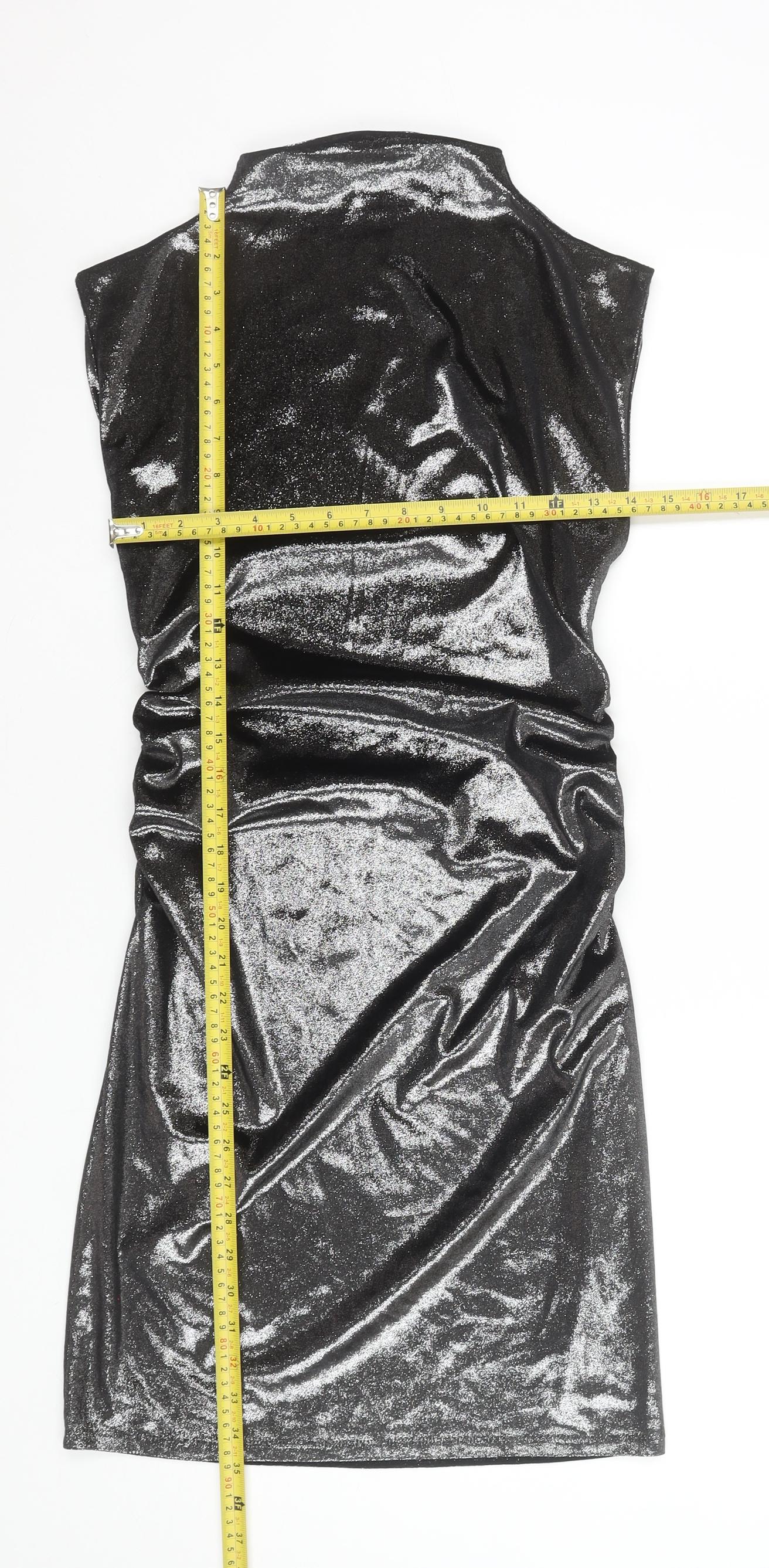 Primark Women’s Black Glitter Bodycon Sleeveless Short Dress Size S