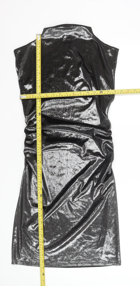 Primark Women’s Black Glitter Bodycon Sleeveless Short Dress Size S