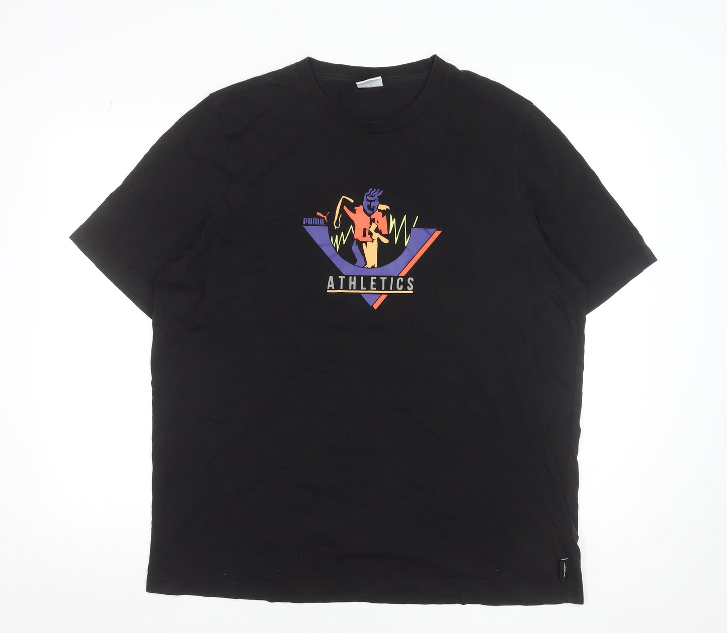 Puma Men's Black Athletics Graphic T-Shirt XL Cotton Crew Neck