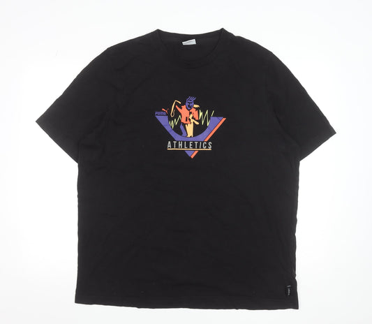 Puma Men's Black Athletics Graphic T-Shirt XL Cotton Crew Neck