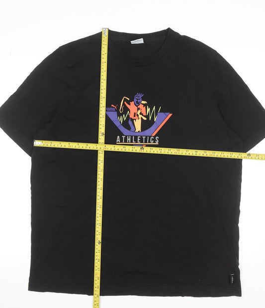 Puma Men's Black Athletics Graphic T-Shirt XL Cotton Crew Neck