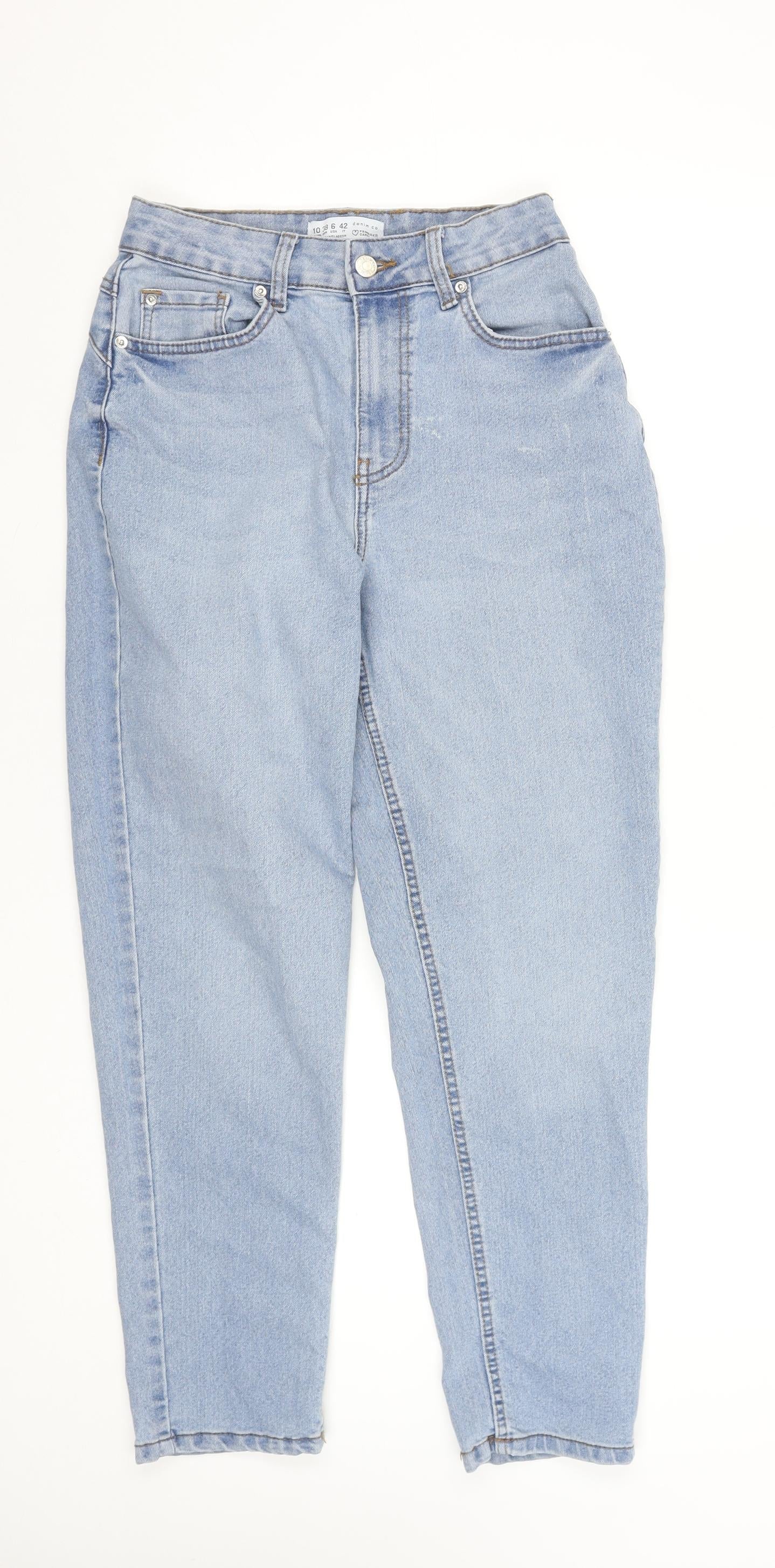 Primark Women Blue Mom Jeans Size 10 High Waist Stretch Denim