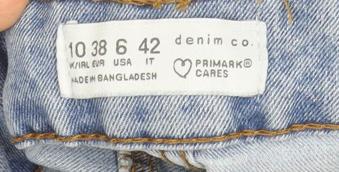 Primark Women Blue Mom Jeans Size 10 High Waist Stretch Denim