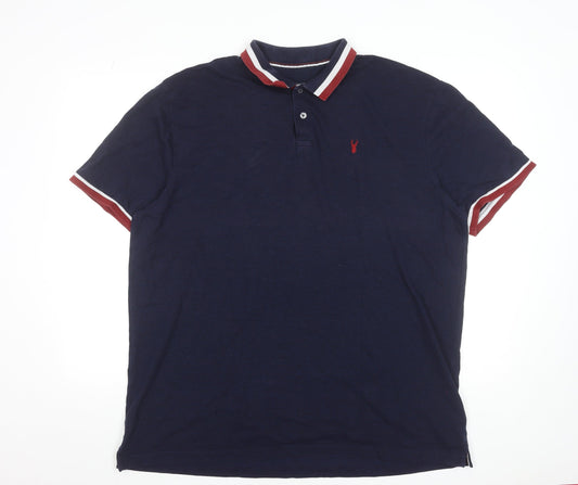 NEXT Men's Navy Blue XL Polo Shirt Cotton Blend Short Sleeve