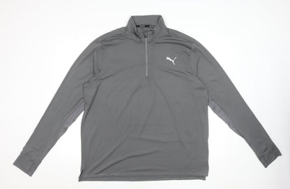 Puma Men's Grey XL Track Jacket 1/4 Zip Lightweight Running Top