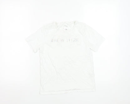 C&A Girls White 146 Graphic New York Cotton Short Sleeve T-Shirt