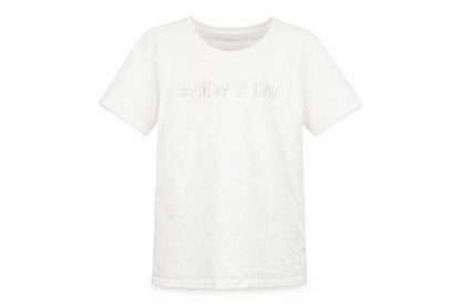 Front view of C&A girls’ white 146 graphic new york cotton short sleeve t-shirt