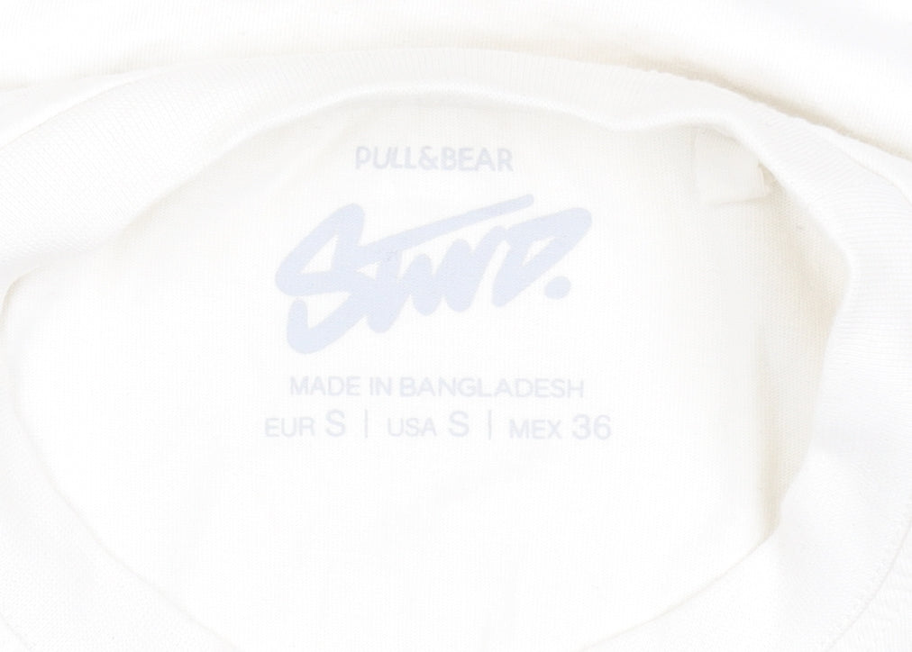 Pull & Bear Men's White NYC 1991 Graphic Cotton T-Shirt Size S