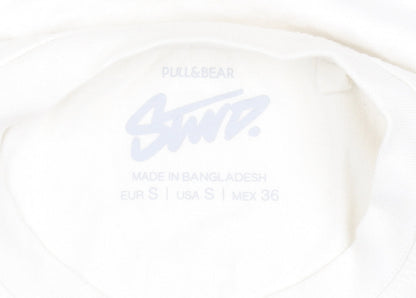 Pull & Bear Men's White NYC 1991 Graphic Cotton T-Shirt Size S