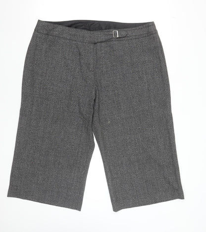 Marks and Spencer Women Grey UK 22 Bermuda Shorts with Buckle Detail