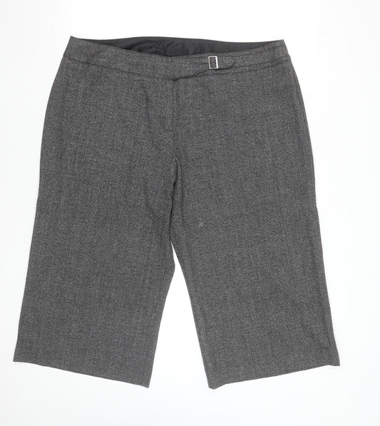 Marks and Spencer Women Grey UK 22 Bermuda Shorts with Buckle Detail