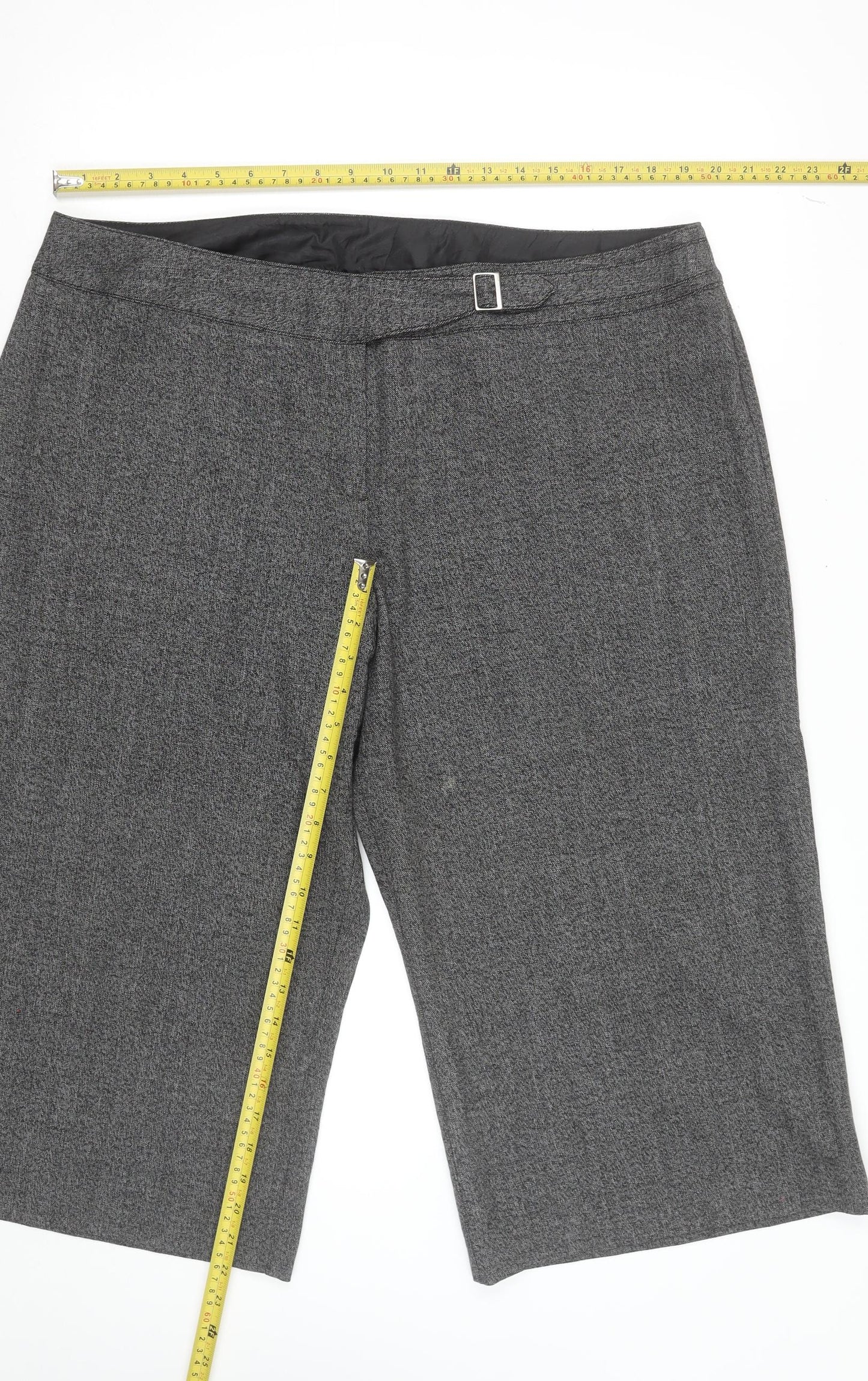 Marks and Spencer Women Grey UK 22 Bermuda Shorts with Buckle Detail