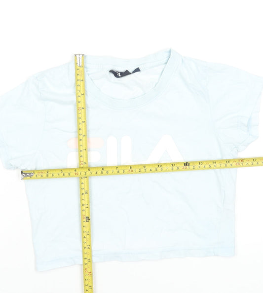 FILA Womens Blue Cropped T-Shirt Size S Short Sleeve 100% Cotton