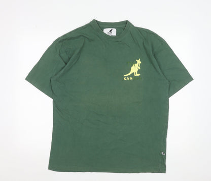 Kangol Men's Green Organic Cotton Graphic Logo T-Shirt Size M
