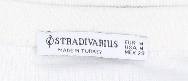 Womens UK Size 12 Stradivarius White Basic T-Shirt