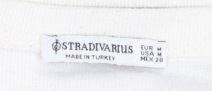 Womens UK Size 12 Stradivarius White Basic T-Shirt