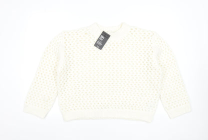 Primark Women Ivory Chunky Knit Pullover Jumper Size S Rita Ora