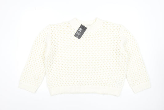 Primark Women Ivory Chunky Knit Pullover Jumper Size S Rita Ora