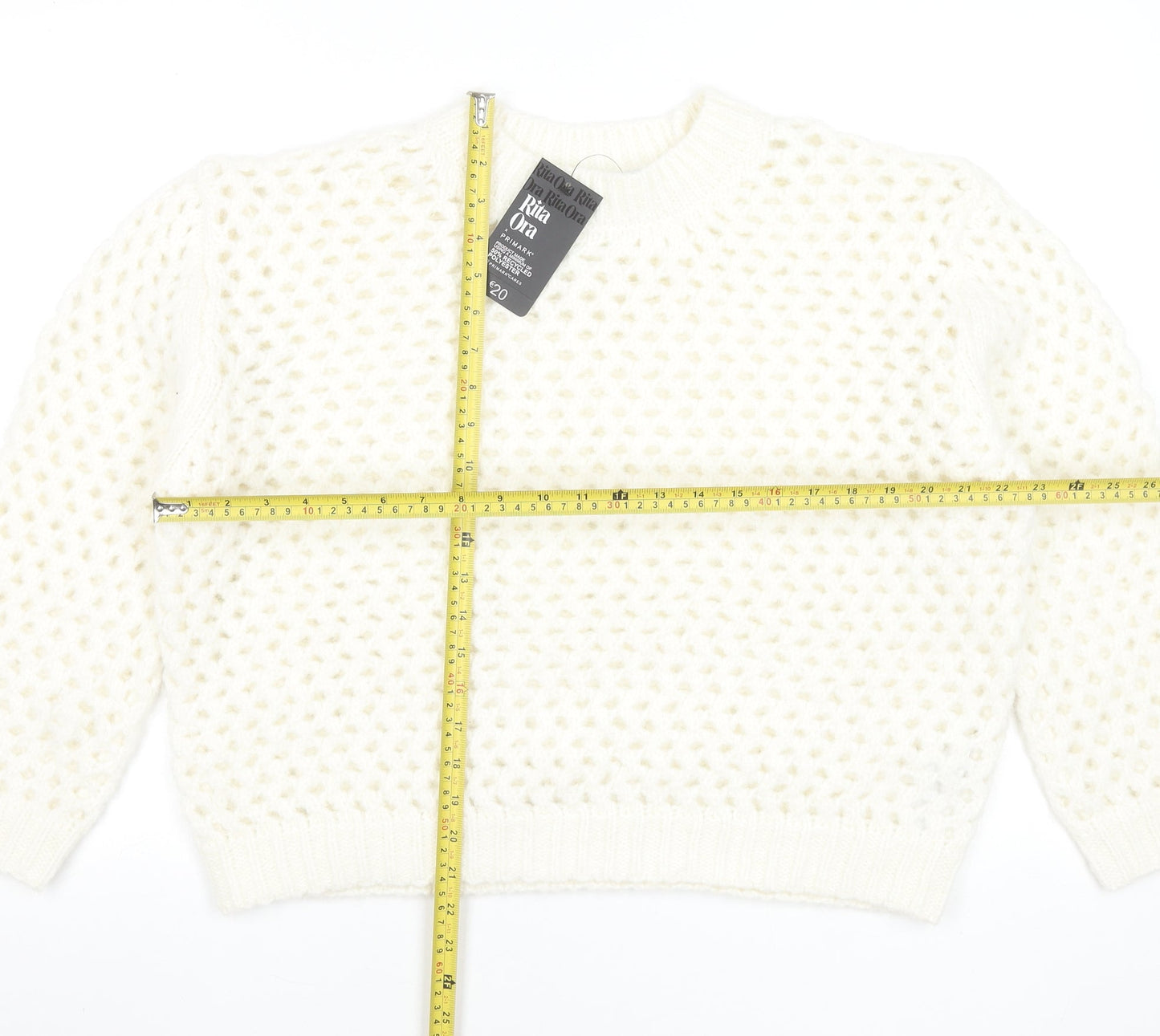 Primark Women Ivory Chunky Knit Pullover Jumper Size S Rita Ora