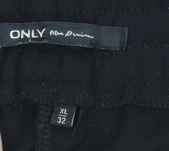 ONLY Blue Denim Women’s Black Tapered Trousers XL Viscose Blend