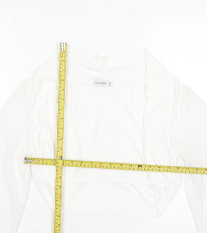 Womens UK Size 14 Gallery White Cropped Blouse