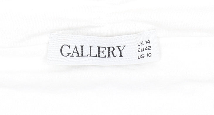 Womens UK Size 14 Gallery White Cropped Blouse