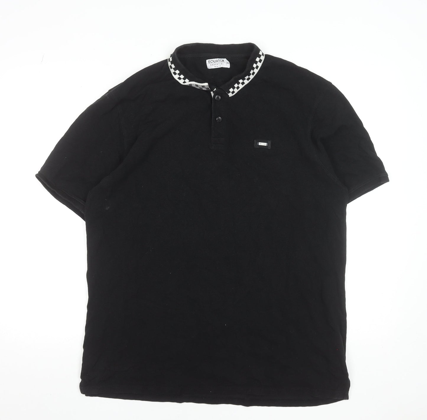 Equator Essential Mens Black 2XL Cotton Collared Polo Shirt