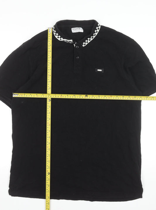 Equator Essential Mens Black 2XL Cotton Collared Polo Shirt