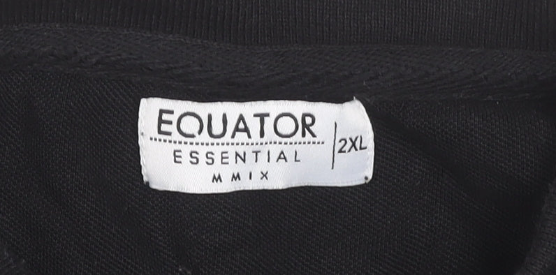 Equator Essential Mens Black 2XL Cotton Collared Polo Shirt
