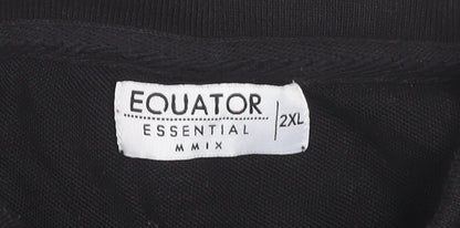 Equator Essential Mens Black 2XL Cotton Collared Polo Shirt