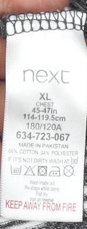 Next Men’s Grey Striped Cotton Blend Polo Shirt XL Regular Fit