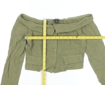 Boohoo Women’s Green Off Shoulder Cropped Cotton Blouse UK 8