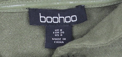 Boohoo Women’s Green Off Shoulder Cropped Cotton Blouse UK 8