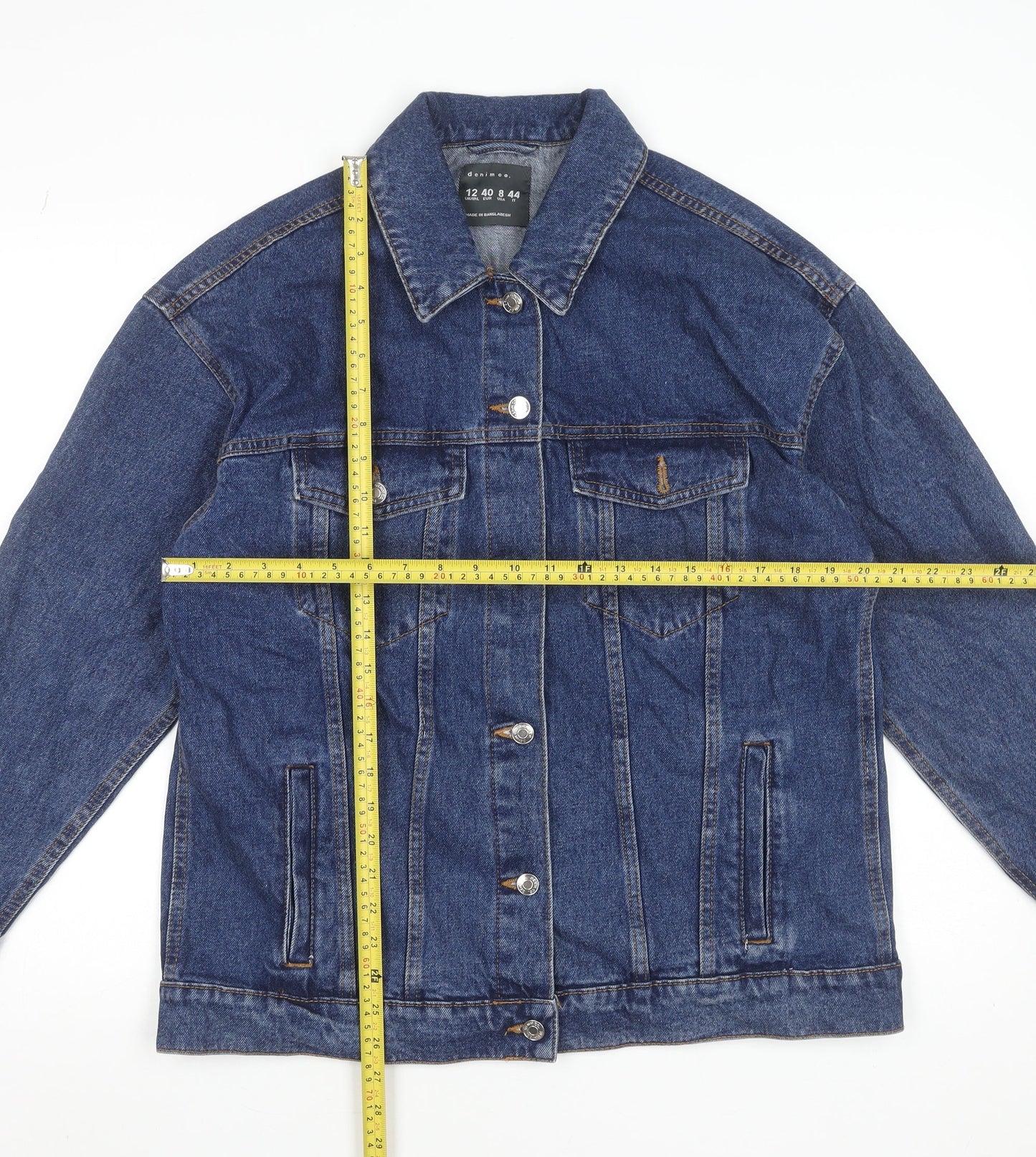 Primark Women’s Blue Denim Jacket Size 12 Classic Casual Buttoned