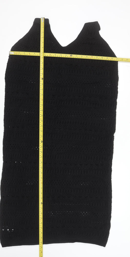 F&F Women’s Black Crochet Bodycon Dress Size L V-Neck Sleeveless