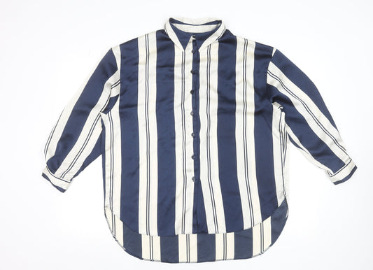 Womens UK Size 10 New Look Blue Basic Button-Up