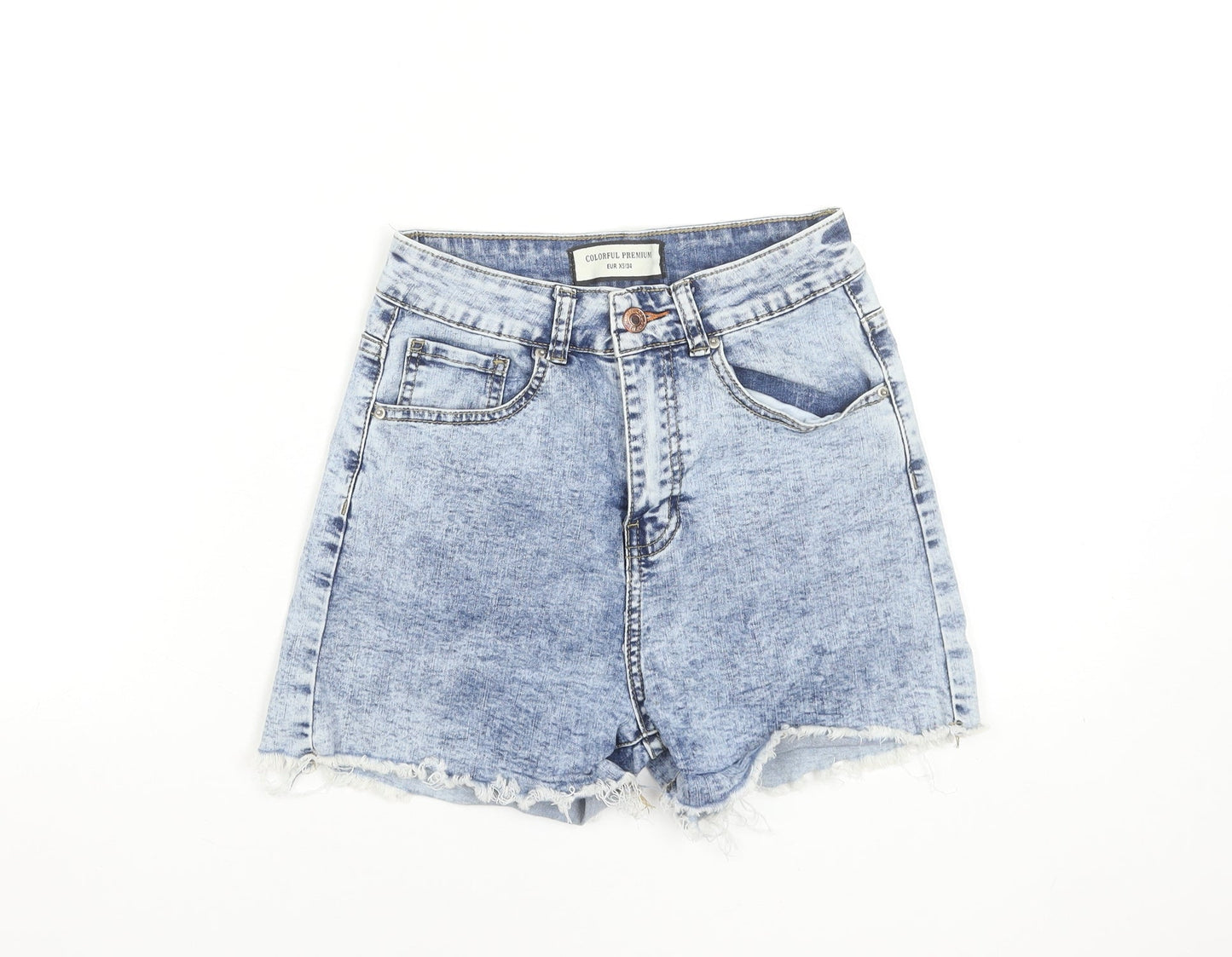 Womens UK Size 6 Colorful Premium Regular Fit Cut-Off Shorts