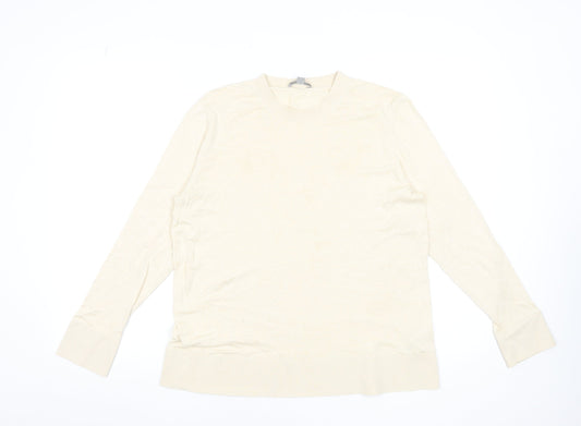COS Women Beige Silk Cotton Crew Neck Long Sleeve Jumper Size 12