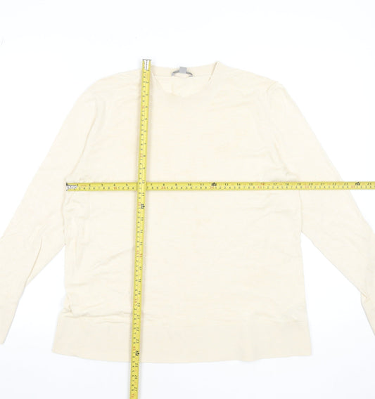COS Women Beige Silk Cotton Crew Neck Long Sleeve Jumper Size 12