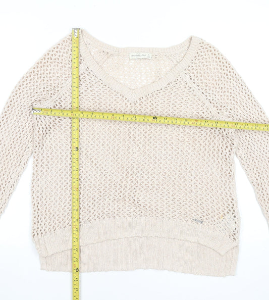 Womens UK Size M Abercrombie & Fitch Beige Pullover Jumper