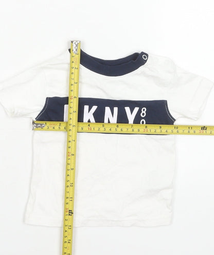 DKNY Unisex Baby White Cotton Logo T-Shirt 12 Months Short Sleeve