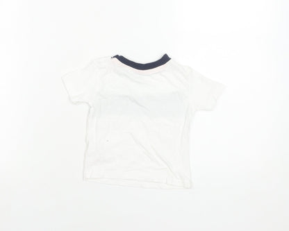 DKNY Unisex Baby White Cotton Logo T-Shirt 12 Months Short Sleeve