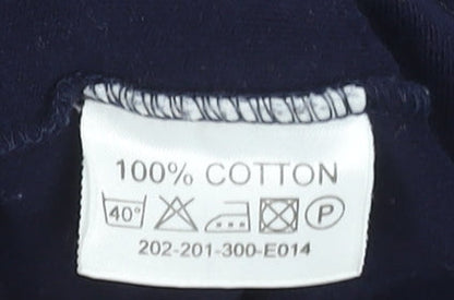 Vintage Paco Men’s Navy Blue Roll Neck Long Sleeve Cotton T-Shirt S