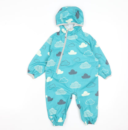 LittleLife Unisex Baby Blue Cloud Print Waterproof Hooded Snowsuit 6-12 Months