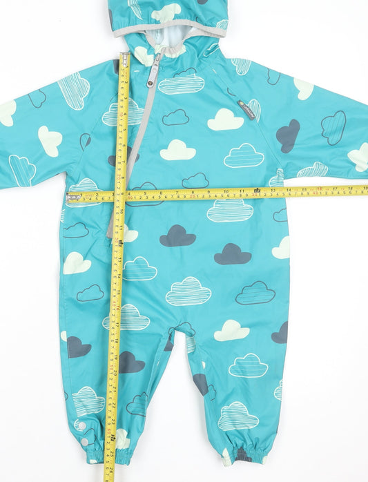 LittleLife Unisex Baby Blue Cloud Print Waterproof Hooded Snowsuit 6-12 Months