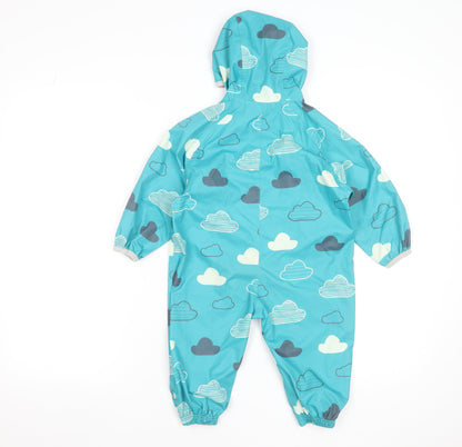 LittleLife Unisex Baby Blue Cloud Print Waterproof Hooded Snowsuit 6-12 Months