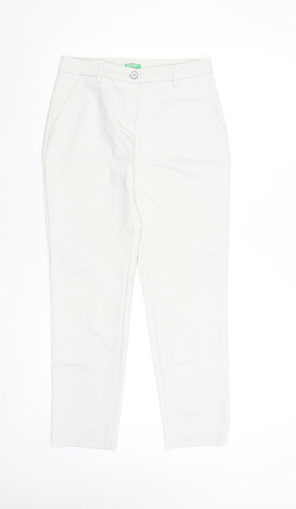 Womens UK Size 8 United Colors of Benetton Regular Fit Chino White Trousers
