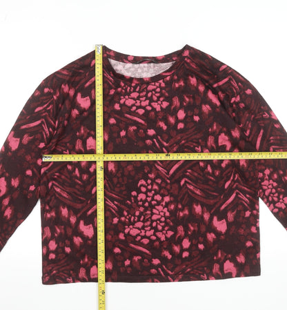Dunnes Women's Pink & Burgundy Patterned Long Sleeve Jersey Top Size M