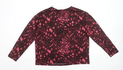 Dunnes Women's Pink & Burgundy Patterned Long Sleeve Jersey Top Size M